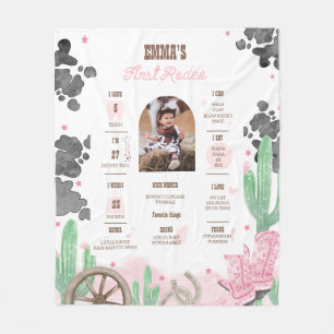 First Rodeo Boho Wild West Milestone Sign Fleece Blanket
