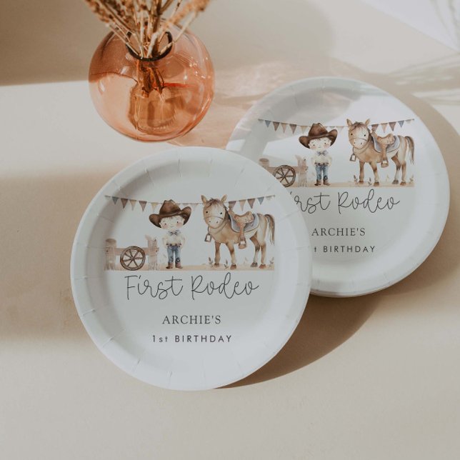 First Rodeo Boy Birthday Party Paper Plate (Creator Uploaded)