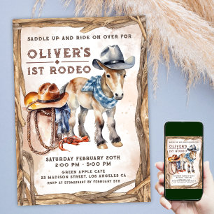 First RODEO Boy Cowboy 1st Birthday Invitation