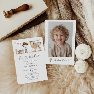 First Rodeo Boy Modern 1st Birthday Invitation