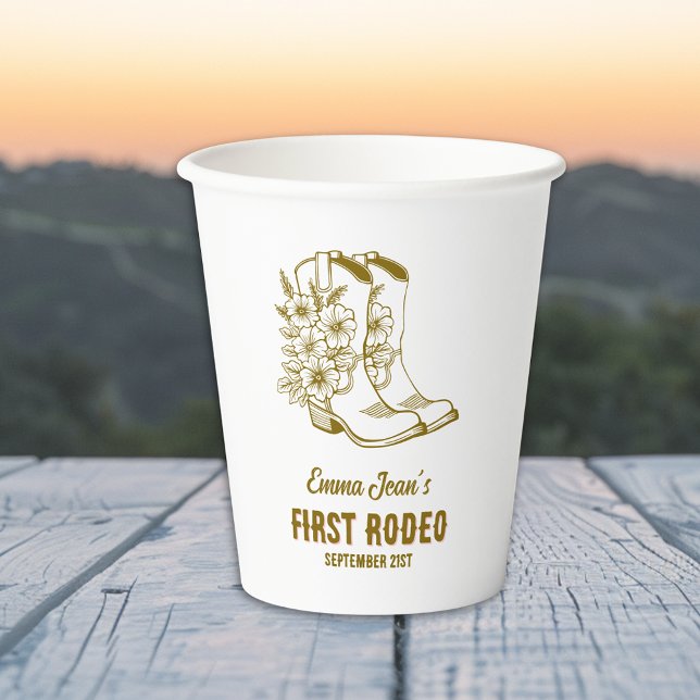 First Rodeo Brown Floral Cowboy Boots 1st Birthday Paper Cups (First Rodeo Brown Floral Cowboy Boots 1st Birthday Paper Cups)