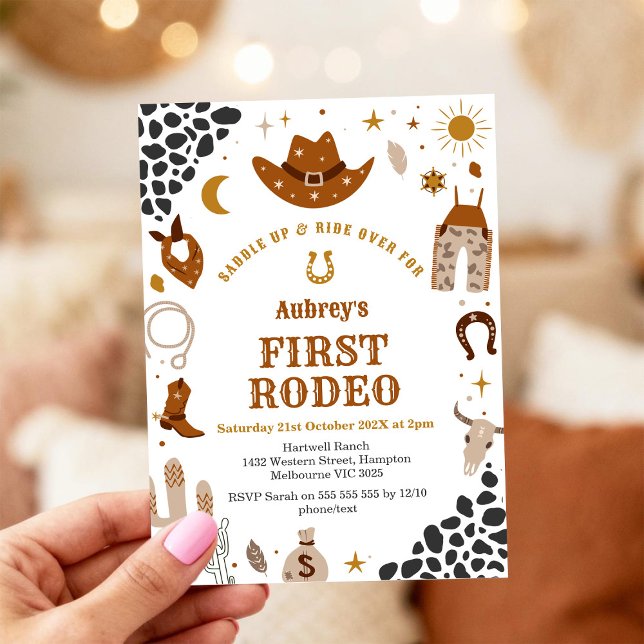 First Rodeo Cowbow Western 1st Birthday Invitation (Creator Uploaded)