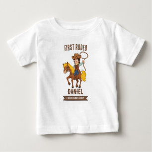 First Rodeo Cowboy 1st Birthday Baby T-Shirt
