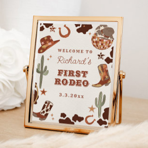 First Rodeo Cowboy 1st Birthday party Welcome Poster