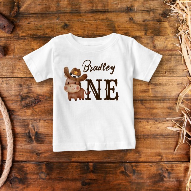 First rodeo cowboy baby horse personalised T-Shirt (Creator Uploaded)