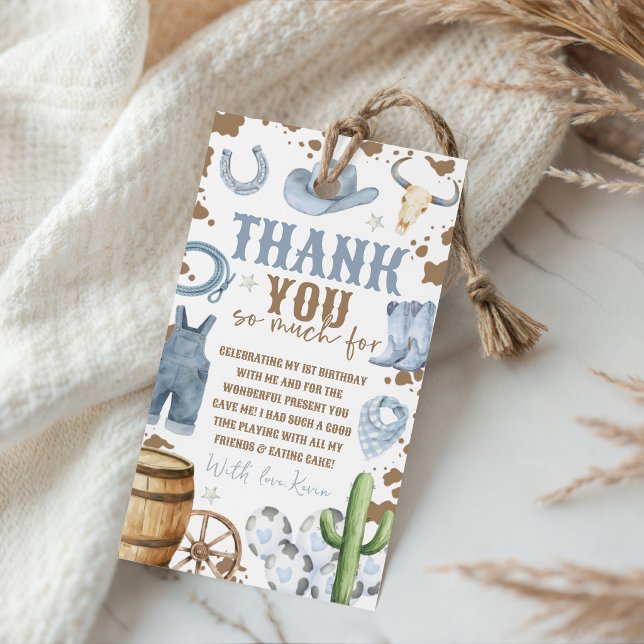 First Rodeo Cowboy Birthday Favour Tag (Creator Uploaded)