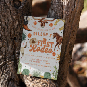 First Rodeo Cowboy Birthday  Invitation