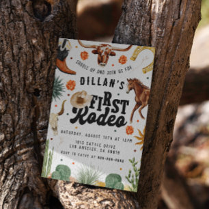 First Rodeo Cowboy Birthday Invitation