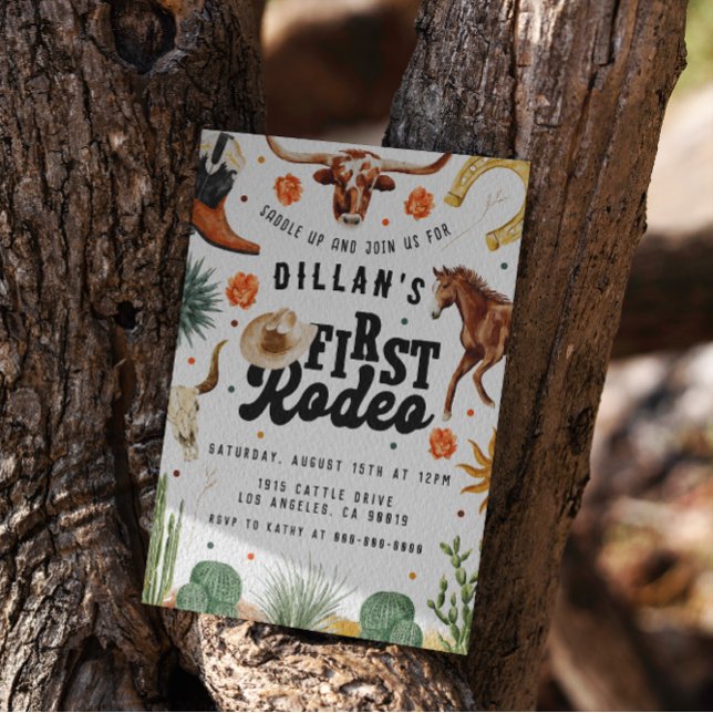 First Rodeo Cowboy Birthday  Invitation (Creator Uploaded)