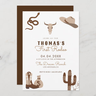 First Rodeo Cowboy Birthday Party Invitation