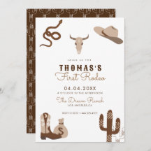 First Rodeo Cowboy Birthday Party Invitation
