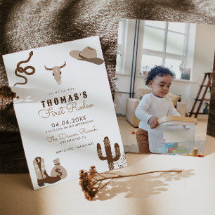 First Rodeo Cowboy Birthday Party Invitation