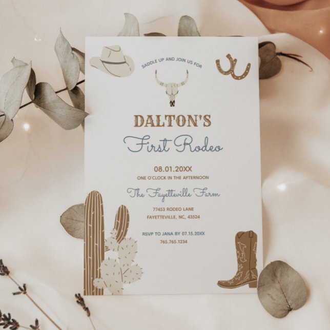 First Rodeo Cowboy Birthday Party Invitation (Available for print and instant digital download!)