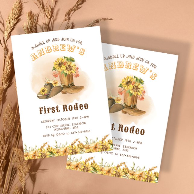 First Rodeo Cowboy Birthday Party Invitation (Creator Uploaded)