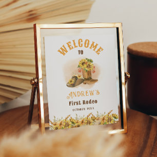First Rodeo Cowboy Birthday Party Welcome Poster