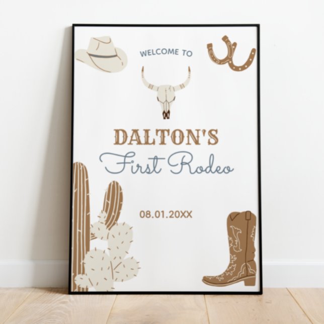 First Rodeo Cowboy Birthday Party Welcome Poster (Creator Uploaded)