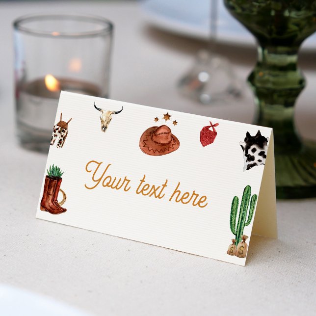 First Rodeo Cowboy Birthday Place Card (Creator Uploaded)