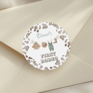 First Rodeo Cowboy Clothes Boy Birthday Classic Round Sticker