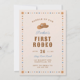 First Rodeo Cowboy Hat 1st Birthday Western Invitation