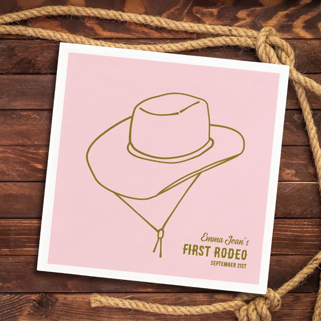 First Rodeo Cowboy Hat Pink 1st Birthday Napkin (First Rodeo Cowboy Hat Pink 1st Birthday Napkins
)