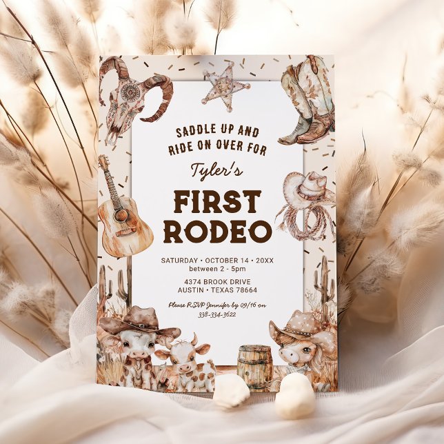 First Rodeo Cowboy Kids 1st Birthday Invitations (Creator Uploaded)