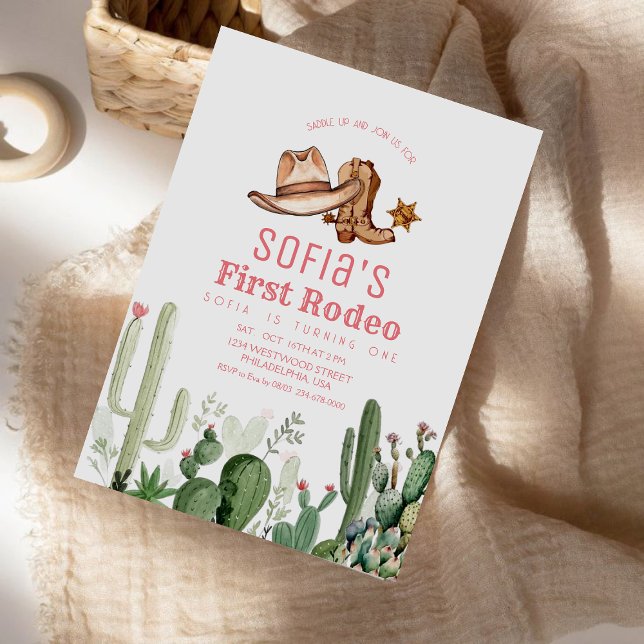  First Rodeo Cowboy Pink Birthday Party Invitation (Creator Uploaded)