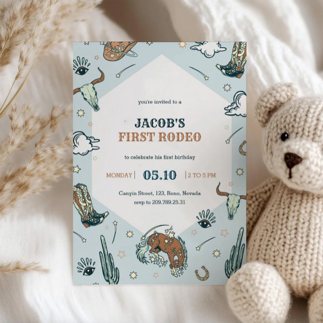 First Rodeo Cowboy Western Birthday Invitation (Creator Uploaded)