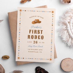 First Rodeo Cowboy Western Birthday Party Invitation