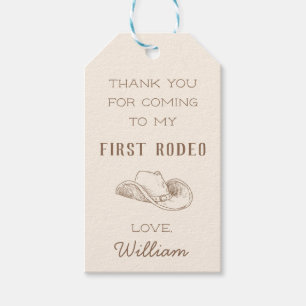 First Rodeo Cowboy Western Birthday Thank You Tag