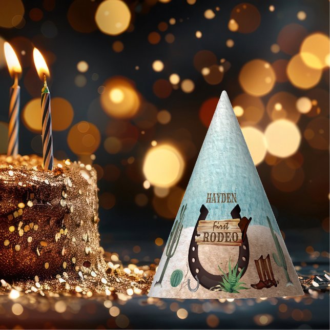 First Rodeo Cowboy Western Boy 1st Birthday Party Party Hat (First Rodeo Cowboy Western Boy 1st Birthday Party Hat)
