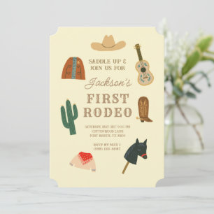 First Rodeo Cowboy Western First Birthday Invitation