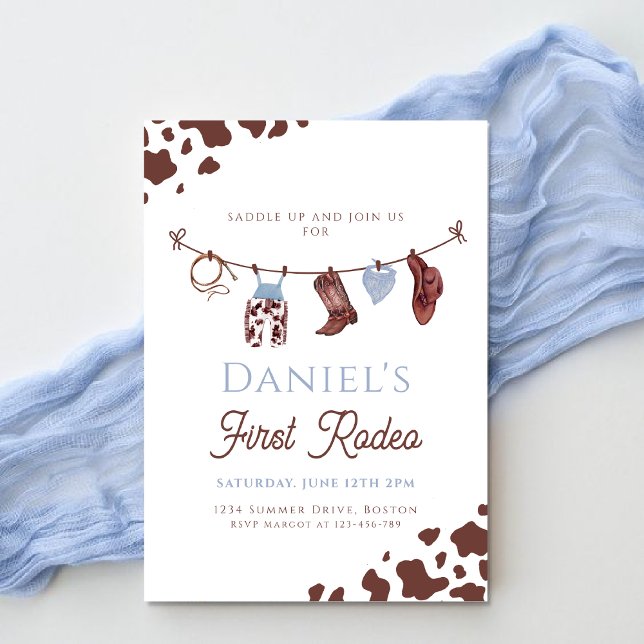 first Rodeo Cowboy Wild Western first Birthday  Invitation (Creator Uploaded)