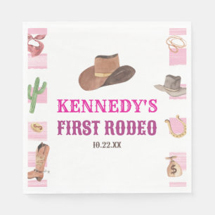 First Rodeo Cowgirl 1st First Birthday Party Napkin