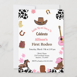 First Rodeo cowgirl first birthday party Invitation
