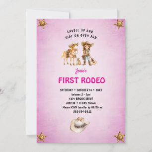 First Rodeo Cowgirl Kids 1st Birthday Invitation