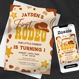 First Rodeo Little Cowboy Birthday Invitation