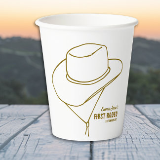First Rodeo Minimalist Cowboy Hat 1st Birthday Paper Cups