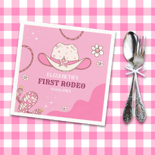 First Rodeo Party Girl in Pink and White Napkin