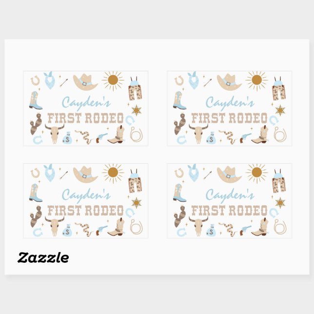 First Rodeo Pastel First Birthday Rectangular Sticker (Sheet)