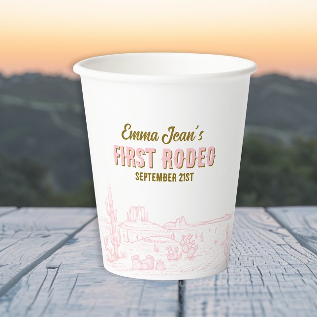 First Rodeo Pink Cactus Cowgirl 1st Birthday Paper Cups (First Rodeo Pink Cactus Cowgirl 1st Birthday Paper Cups)