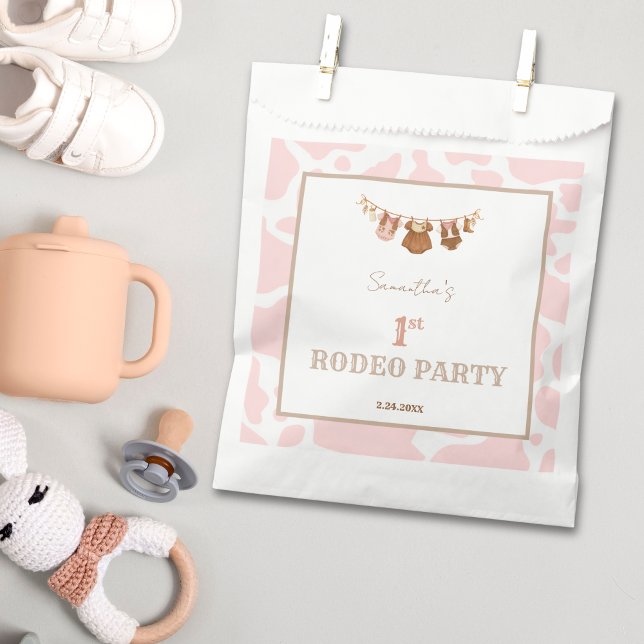 First Rodeo Pink Cowgirl Western Birthday Favour Bag (Creator Uploaded)