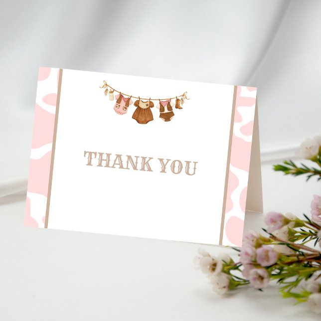 First Rodeo Pink Cowgirl Western Birthday Thank You Card (Cowgirl Birthday Thank you Card)