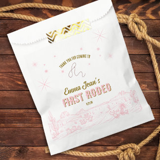 First Rodeo Pink Desert Cowgirl First Birthday Favour Bag