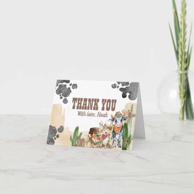 First Rodeo Rustic Wild West Thank You Card (Front)
