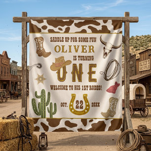 First Rodeo Western 1st Birthday Party Welcome Tapestry