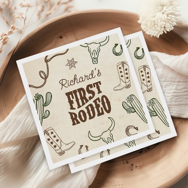 First Rodeo Western Boy 1st Birthday Napkin (Creator Uploaded)