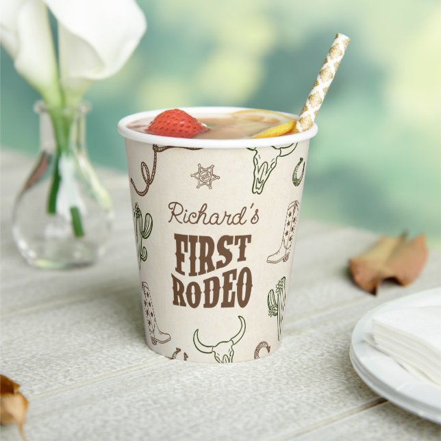 First Rodeo Western Boy 1st Birthday Paper Cups (Insitu)