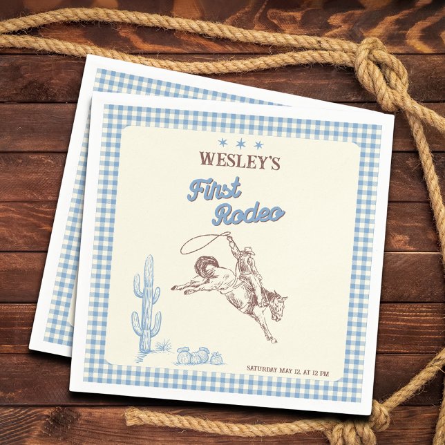 First Rodeo Western Boy 1st Birthday Paper Napkin (First Rodeo Western Boy 1st Birthday Paper Napkin
)