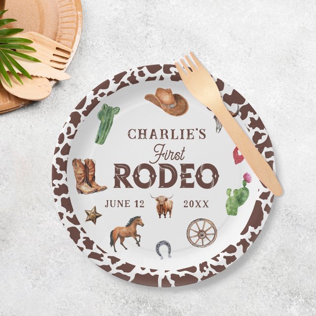 First Rodeo Western Boy 1st Birthday  Paper Plate (Creator Uploaded)