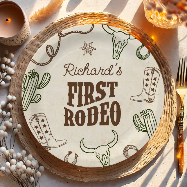 First Rodeo Western Boy 1st Birthday Paper Plate (Creator Uploaded)